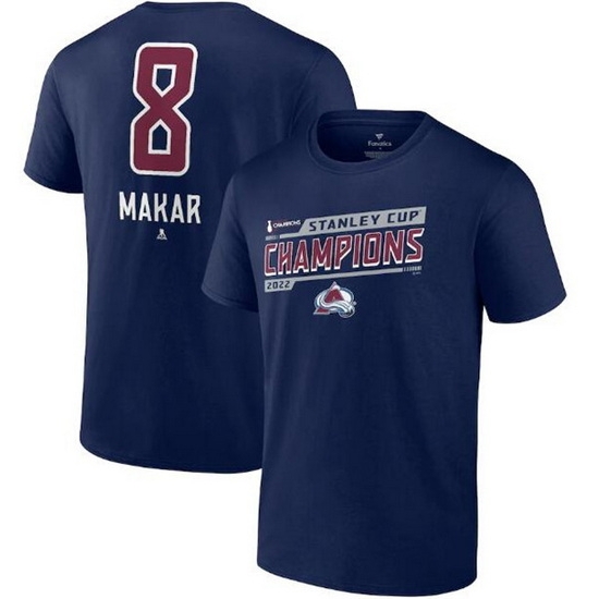Men Colorado Avalanche 8 Cale Makar Navy 2022 Stanley Cup Champions Banner Name 26 Number T Shirt Men Colorado Avalanche 8 Cale Makar Navy 2022 Stanley Cup Champions Banner Name 26 Number T Shirt