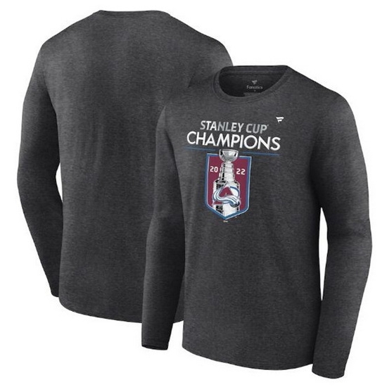Men Colorado Avalanche Heathered Charcoal 2022 Stanley Cup Champions Locker Room Long Sleeve T Shirt Men Colorado Avalanche Heathered Charcoal 2022 Stanley Cup Champions Locker Room Long Sleeve T Shirt