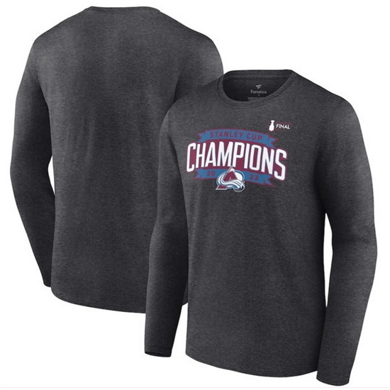 Men Colorado Avalanche Heathered Charcoal 2022 Stanley Cup Champions Long Sleeve T Shirt Men Colorado Avalanche Heathered Charcoal 2022 Stanley Cup Champions Long Sleeve T Shirt