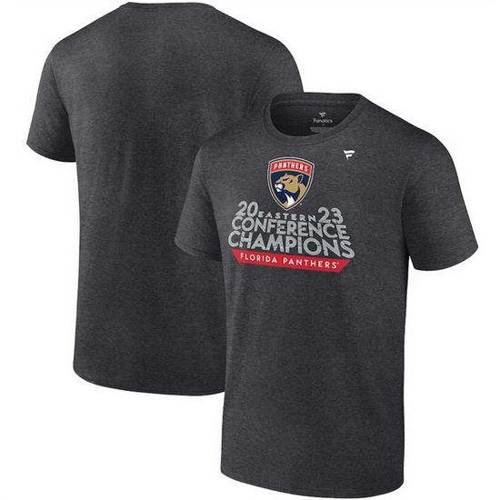 Men Florida Panthers Heather Charcoal 2023 Eastern Conference Champions Locker Room T Shirt Men Florida Panthers Heather Charcoal 2023 Eastern Conference Champions Locker Room T Shirt