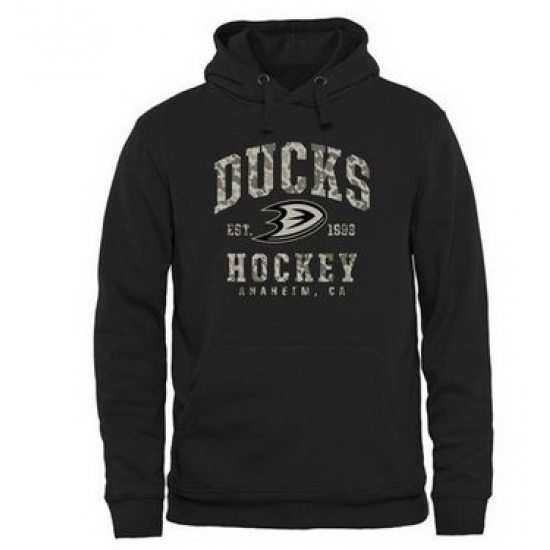 Men Anaheim Ducks Black Camo Stack Pullover Hoodie Men Anaheim Ducks Black Camo Stack Pullover Hoodie