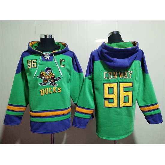 Men's Anaheim Ducks #96 Charlie Conway Green Must-Have Lace-Up Pullover Hoodie Men's Anaheim Ducks #96 Charlie Conway Green Must-Have Lace-Up Pullover Hoodie