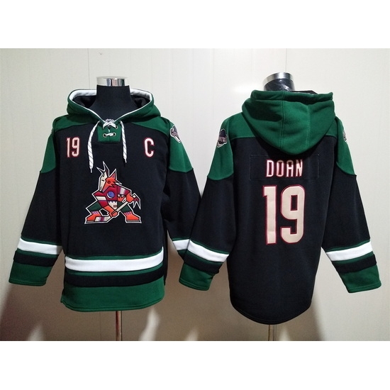 Men's Arizona Coyotes #19 Shane Doan Black Green Ageless Must-Have Lace-Up Pullover Hoodie Men's Arizona Coyotes #19 Shane Doan Black Green Ageless Must-Have Lace-Up Pullover Hoodie