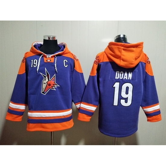 Men's Arizona Coyotes #19 Shane Doan Purple Ageless Must-Have Lace-Up Pullover Hoodie Men's Arizona Coyotes #19 Shane Doan Purple Ageless Must-Have Lace-Up Pullover Hoodie