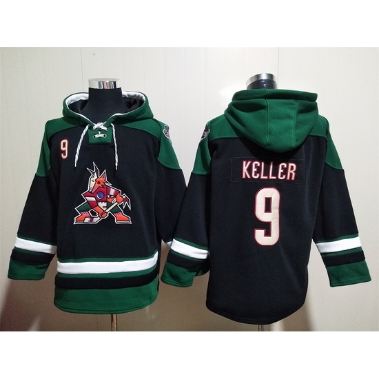 Men's Arizona Coyotes #9 Clayton Keller Black Ageless Must-Have Lace-Up Pullover Hoodie Men's Arizona Coyotes #9 Clayton Keller Black Ageless Must-Have Lace-Up Pullover Hoodie