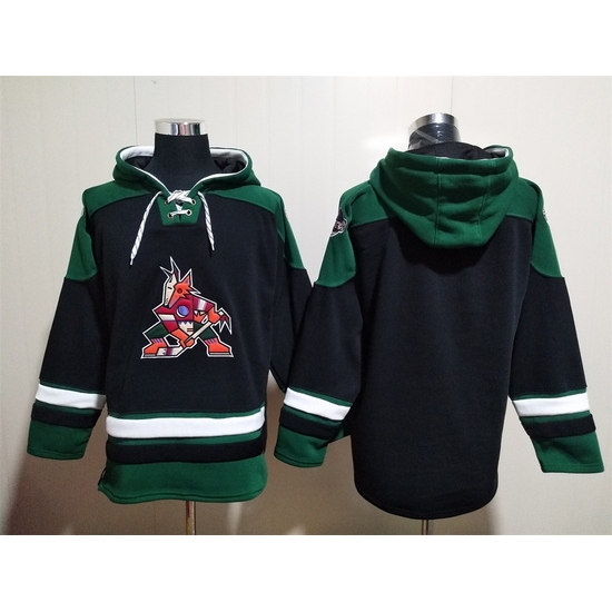Men's Arizona Coyotes Blank Black Green Ageless Must-Have Lace-Up Pullover Hoodie Men's Arizona Coyotes Blank Black Green Ageless Must-Have Lace-Up Pullover Hoodie