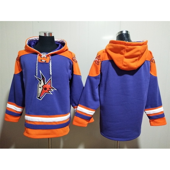 Men's Arizona Coyotes Blank Purple Ageless Must-Have Lace-Up Pullover Hoodie Men's Arizona Coyotes Blank Purple Ageless Must-Have Lace-Up Pullover Hoodie