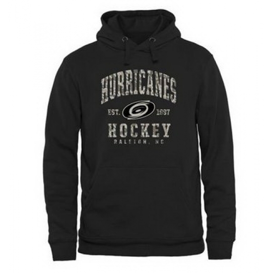 Men Carolina Hurricanes Camo Stack Pullover Hoodie Black