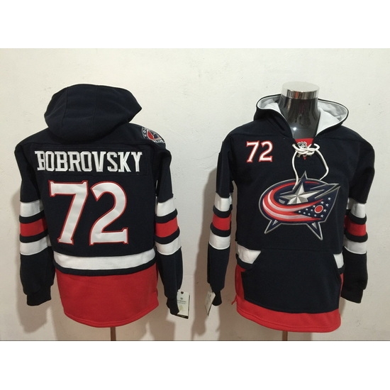 Men Columbus Blue Jackets 72 Sergei Bobrovsky Blue Stitched Hoody Men Columbus Blue Jackets 72 Sergei Bobrovsky Blue Stitched Hoody