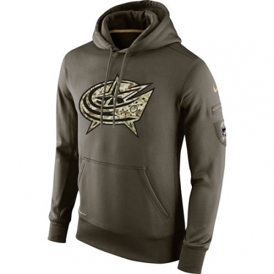 NHL Mens Columbus Blue Jackets Nike Olive Salute To Service KO Performance Hoodie NHL Mens Columbus Blue Jackets Nike Olive Salute To Service KO Performance Hoodie