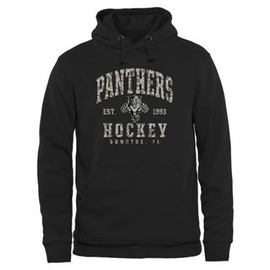 Men Florida Panthers Black Camo Stack Pullover Hoodie Men Florida Panthers Black Camo Stack Pullover Hoodie