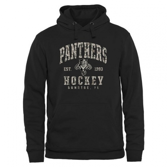 NHL Mens Florida Panthers Black Camo Stack Pullover Hoodie NHL Mens Florida Panthers Black Camo Stack Pullover Hoodie