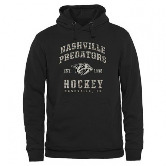 Men Nashville Predators Black Camo Stack Pullover Hoodie Men Nashville Predators Black Camo Stack Pullover Hoodie