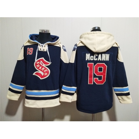 Men Seattle Kraken 19 Jaden Schwartz Deep Sea Blue Lace Up Pullover Hoodie Men Seattle Kraken 19 Jaden Schwartz Deep Sea Blue Lace Up Pullover Hoodie