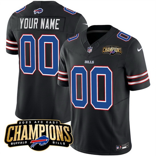 Men Buffalo Bills Active Player Custom Black 2023 F U S E AFC East Champions Ptach Stitched Football Jersey Men Buffalo Bills Active Player Custom Black 2023 F U S E AFC East Champions Ptach Stitched Football Jersey