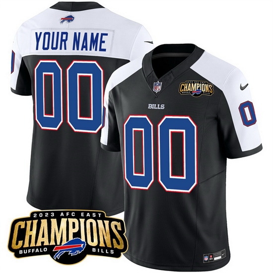 Men Buffalo Bills Active Player Custom Black White 2023 F U S E AFC East Champions Ptach Stitched Football Jersey Men Buffalo Bills Active Player Custom Black White 2023 F U S E AFC East Champions Ptach Stitched Football Jersey