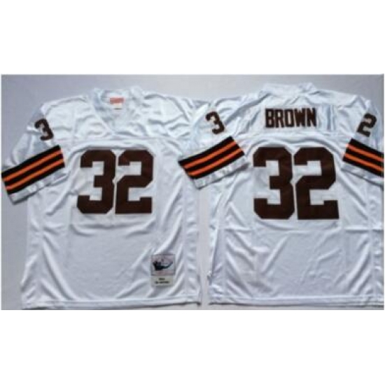 Men Cleveland Browns Custom White Jersey Throwback Men Cleveland Browns Custom White Jersey Throwback