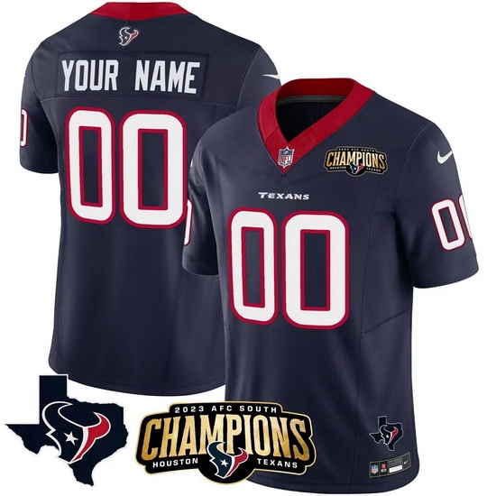 Men Houston Texans Active Player Custom Navy 2023 F U S E AFC South Champions Patch And Team Logo Patch Limited Stitched Football Jersey Men Houston Texans Active Player Custom Navy 2023 F U S E AFC South Champions Patch And Team Logo Patch Limited Stitched Football Jersey