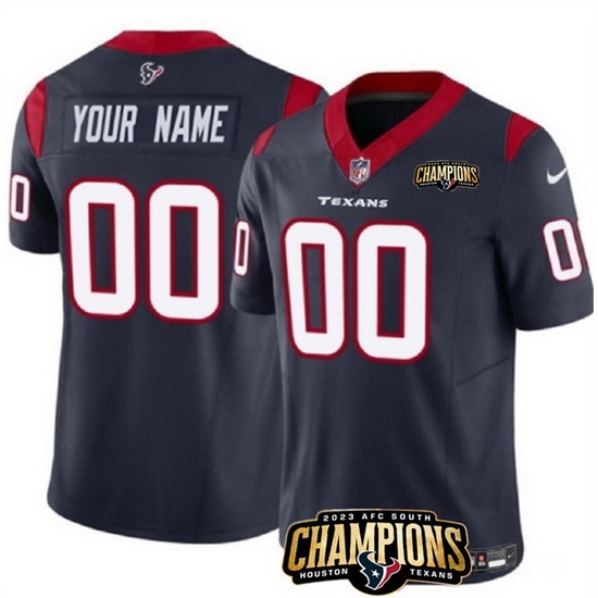 Men Houston Texans Active Player Custom Navy 2023 F U S E AFC South Champions Patch Vapor Limited Stitched Football Jersey Men Houston Texans Active Player Custom Navy 2023 F U S E AFC South Champions Patch Vapor Limited Stitched Football Jersey