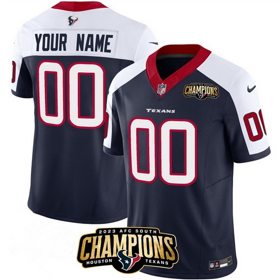 Men Houston Texans Active Player Custom Navy White 2023 F U S E AFC South Champions Patch Limited Stitched Football Jersey Men Houston Texans Active Player Custom Navy White 2023 F U S E AFC South Champions Patch Limited Stitched Football Jersey