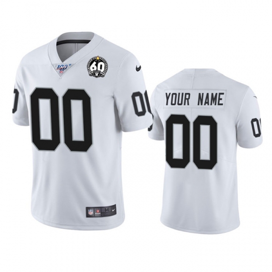 Men Women Youth Toddler Nike Las Vegas Raiders Custom White 60th Anniversary Vapor Limited Stitched NFL 100th Season Jersey Men Women Youth Toddler Nike Las Vegas Raiders Custom White 60th Anniversary Vapor Limited Stitched NFL 100th Season Jersey