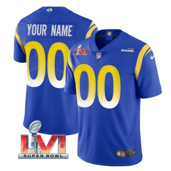Men Women Youth Los Angeles Rams ACTIVE PLAYER Custom 2022 Royal Super Bowl LVI Vapor Limited Stitched Jersey Men Women Youth Los Angeles Rams ACTIVE PLAYER Custom 2022 Royal Super Bowl LVI Vapor Limited Stitched Jersey