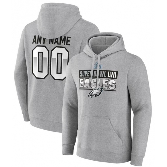 Men Philadelphia Eagles Active Player Custom Grey Super Bowl LVII Name 26 Number Pullover Hoodie Men Philadelphia Eagles Active Player Custom Grey Super Bowl LVII Name 26 Number Pullover Hoodie