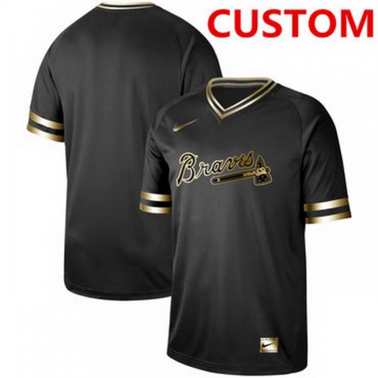 Men Women Youth Toddler All Size Atlanta Braves Customized Black Gold Flexbase Jersey Men Women Youth Toddler All Size Atlanta Braves Customized Black Gold Flexbase Jersey