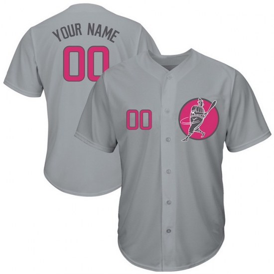Men Women Youth Toddler All Size Chicago Cubs Gray Customized Pink Logo Cool Base New Design Jersey Men Women Youth Toddler All Size Chicago Cubs Gray Customized Pink Logo Cool Base New Design Jersey