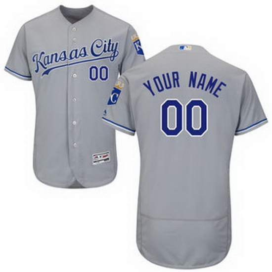 Men Women Youth All Size Kansas City Royals Majestic Road Flex Base Custom Jersey Grey Men Women Youth All Size Kansas City Royals Majestic Road Flex Base Custom Jersey Grey