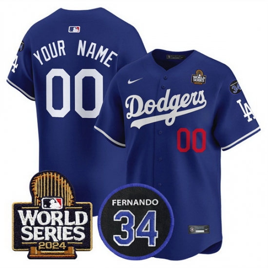 Men Los Angeles Dodgers ACTIVE PLAYER Custom Royal 2024 World Series With Fernando Memorial Patch Limited Stitched Baseball Jersey Men Los Angeles Dodgers ACTIVE PLAYER Custom Royal 2024 World Series With Fernando Memorial Patch Limited Stitched Baseball Jersey