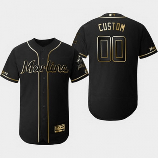 Men Women Youth Toddler All Size Miami Marlins Customized Black Gold Flexbase Jersey Men Women Youth Toddler All Size Miami Marlins Customized Black Gold Flexbase Jersey