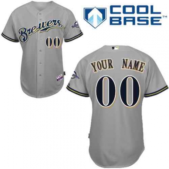 Men Women Youth All Size Milwaukee Brewers Custom Jerseys Grey 3 Men Women Youth All Size Milwaukee Brewers Custom Jerseys Grey 3