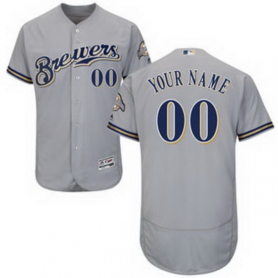 Men Women Youth All Size Milwaukee Brewers Majestic Flex Base Authentic Collection Custom Jersey Road Gray Men Women Youth All Size Milwaukee Brewers Majestic Flex Base Authentic Collection Custom Jersey Road Gray