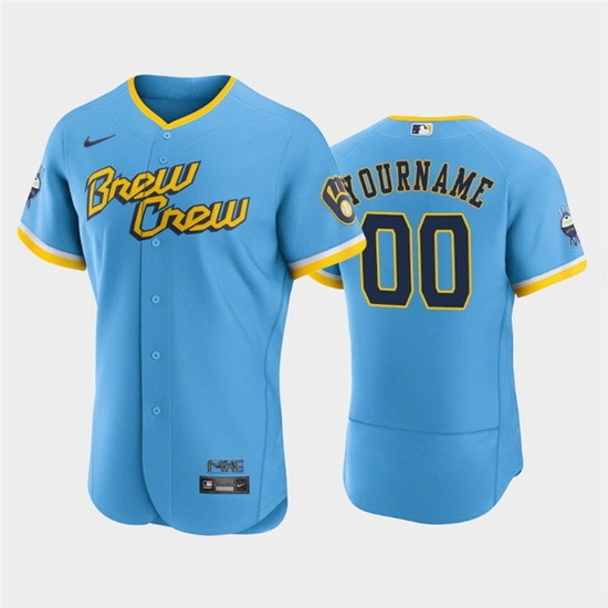 Men Women Youth Milwaukee Brewers Active Player Custom Powder Blue 2022 City Connect Flex Base Stitched MLB Jersey Men Women Youth Milwaukee Brewers Active Player Custom Powder Blue 2022 City Connect Flex Base Stitched MLB Jersey