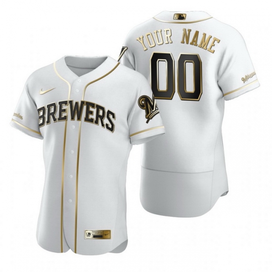 Men Women Youth Toddler All Size Milwaukee Brewers Custom Nike White Stitched MLB Flex Base Golden Edition Jersey Men Women Youth Toddler All Size Milwaukee Brewers Custom Nike White Stitched MLB Flex Base Golden Edition Jersey