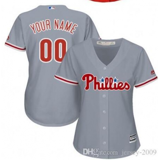 Men Women Youth All Size Philadelphia Phillies Cool Base Custom MLB Jersey Grey Men Women Youth All Size Philadelphia Phillies Cool Base Custom MLB Jersey Grey