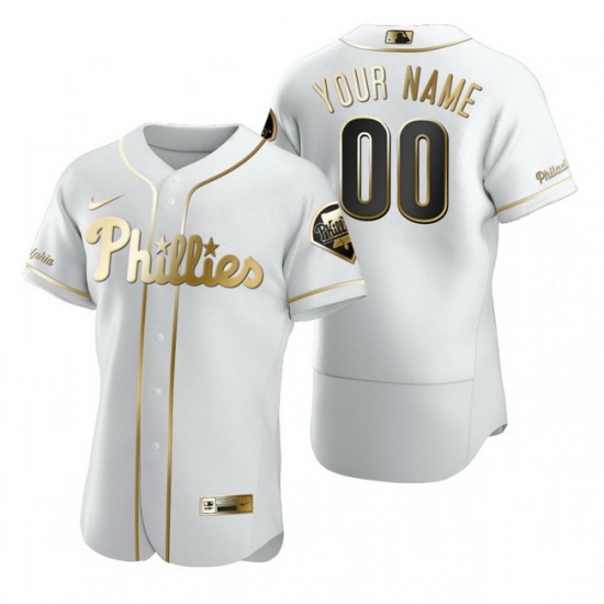 Men Women Youth Toddler All Size Philadelphia Phillies Custom Nike White Stitched MLB Flex Base Golden Edition Jersey Men Women Youth Toddler All Size Philadelphia Phillies Custom Nike White Stitched MLB Flex Base Golden Edition Jersey