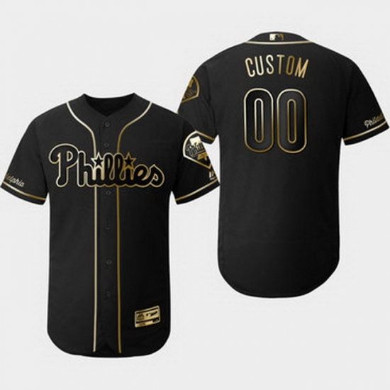 Men Women Youth Toddler All Size Philadelphia Phillies Customized Black Gold Flexbase Jersey Men Women Youth Toddler All Size Philadelphia Phillies Customized Black Gold Flexbase Jersey