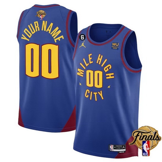 Men Denver Nuggets Active Player Custom Blue 2023 Finals Statement Edition With NO 6 Patch Stitched Basketball Jersey Men Denver Nuggets Active Player Custom Blue 2023 Finals Statement Edition With NO 6 Patch Stitched Basketball Jersey