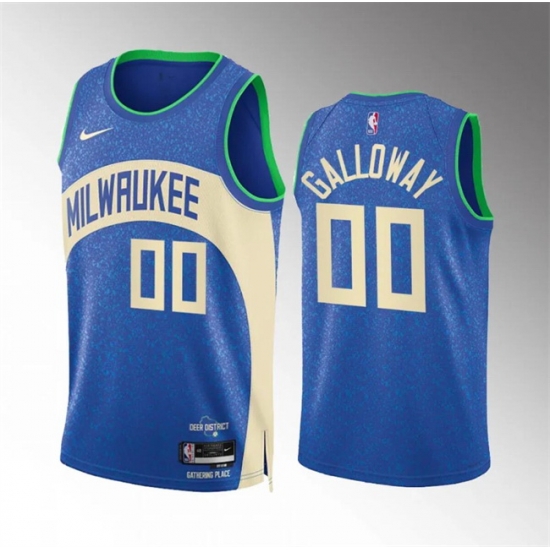 Men Women youth Milwaukee Bucks 00 Jaylin Galloway 2023 24 Blue City Edition Stitched Basketball Jersey Men Women youth Milwaukee Bucks 00 Jaylin Galloway 2023 24 Blue City Edition Stitched Basketball Jersey