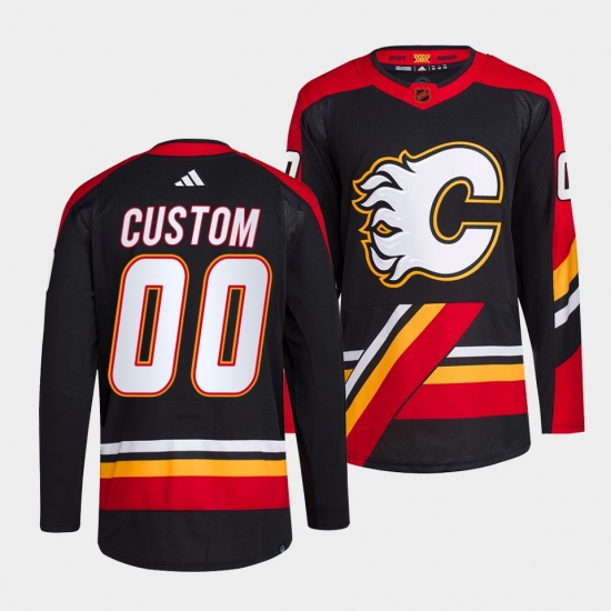 Men Women Youth Calgary Flames Custom Black 2022 23 Reverse Retro Stitched Jersey Men Women Youth Calgary Flames Custom Black 2022 23 Reverse Retro Stitched Jersey