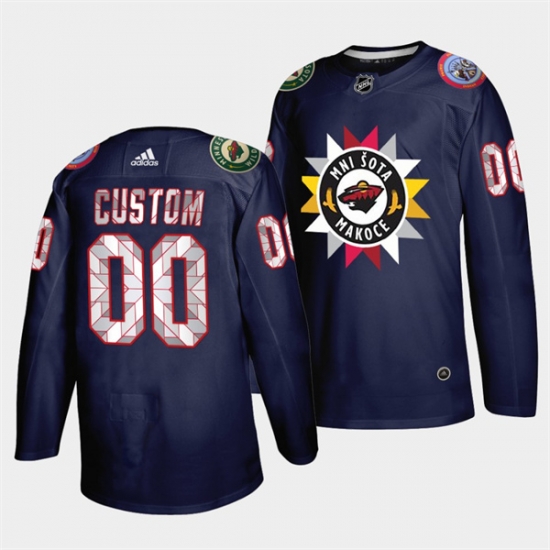 Men Minnesota Wild ACTIVE PLAYER Custom 2021 22 Navy Native American Heritage Day Stitched Jersey Men Minnesota Wild ACTIVE PLAYER Custom 2021 22 Navy Native American Heritage Day Stitched Jersey