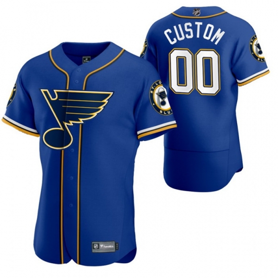 St Louis Blues Custom Men Women youth 2020 NHL x MLB Crossover Edition Baseball Jersey Blue St Louis Blues Custom Men Women youth 2020 NHL x MLB Crossover Edition Baseball Jersey Blue