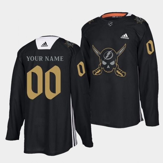 Men Tampa Bay Lightning Customized Black Gasparilla Inspired Pirate Themed Warmup Stitched jersey Men Tampa Bay Lightning Customized Black Gasparilla Inspired Pirate Themed Warmup Stitched jersey