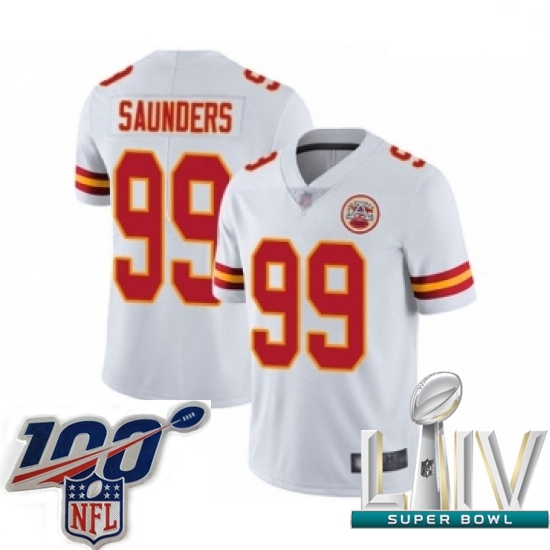 2020 Super Bowl LIV Youth Kansas City Chiefs #99 Khalen Saunders White Vapor Untouchable Limited Player Football Jersey