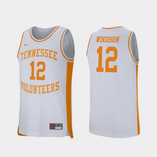 Men Tennessee Volunteers Brad Woodson White Retro Performance College Basketball Jersey Men Tennessee Volunteers Brad Woodson White Retro Performance College Basketball Jersey