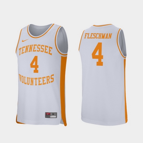 Men Tennessee Volunteers Jacob Fleschman White Retro Performance College Basketball Jersey Men Tennessee Volunteers Jacob Fleschman White Retro Performance College Basketball Jersey