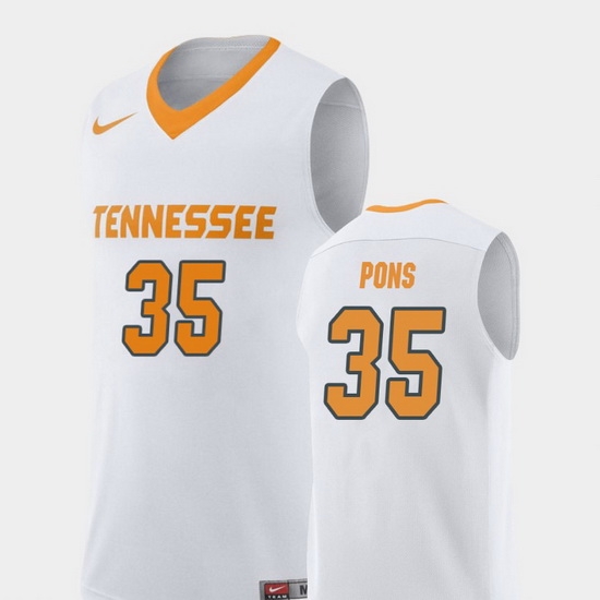 Men Tennessee Volunteers Yves Pons White Replica College Basketball Jersey Men Tennessee Volunteers Yves Pons White Replica College Basketball Jersey