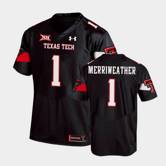 Men Texas Tech Red Raiders Krishon Merriweather Replica Black Football Team Jersey Men Texas Tech Red Raiders Krishon Merriweather Replica Black Football Team Jersey